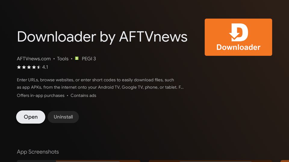 Downloader в Google Play на телевизоре